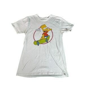 The Simpsons Bart Simpson Skateboard Tee Eat My Shorts Shirt Women’s S White